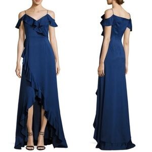 Aidan Mattox navy blue satin evening‎ gown / prom dress  size 4